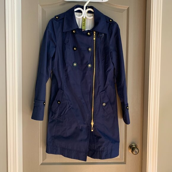 navy asymmetrical zip up jacket - Picture 6 of 9